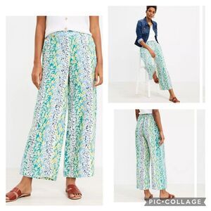 LOFT Fluid Wide Leg Crop Pants in Floral linen blend